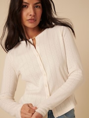 Nobodys Child White Erin Pointelle Cardigan - Image 3 of 5