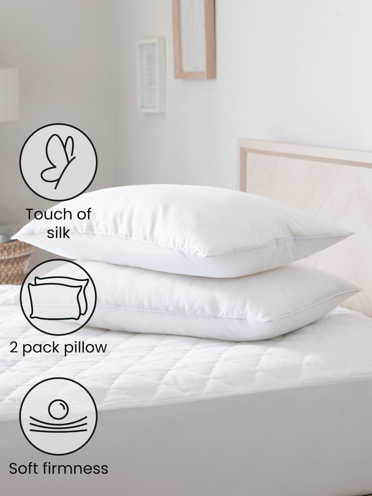 Set of 2 Sleep In Silk Soft 100% Cotton Pillows - Image 2 of 3