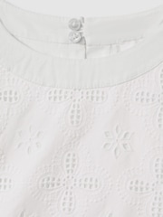 Reiss Ivory Nella 9-13 yrs Cotton Broderie Lace Bow Back Top - Image 4 of 6