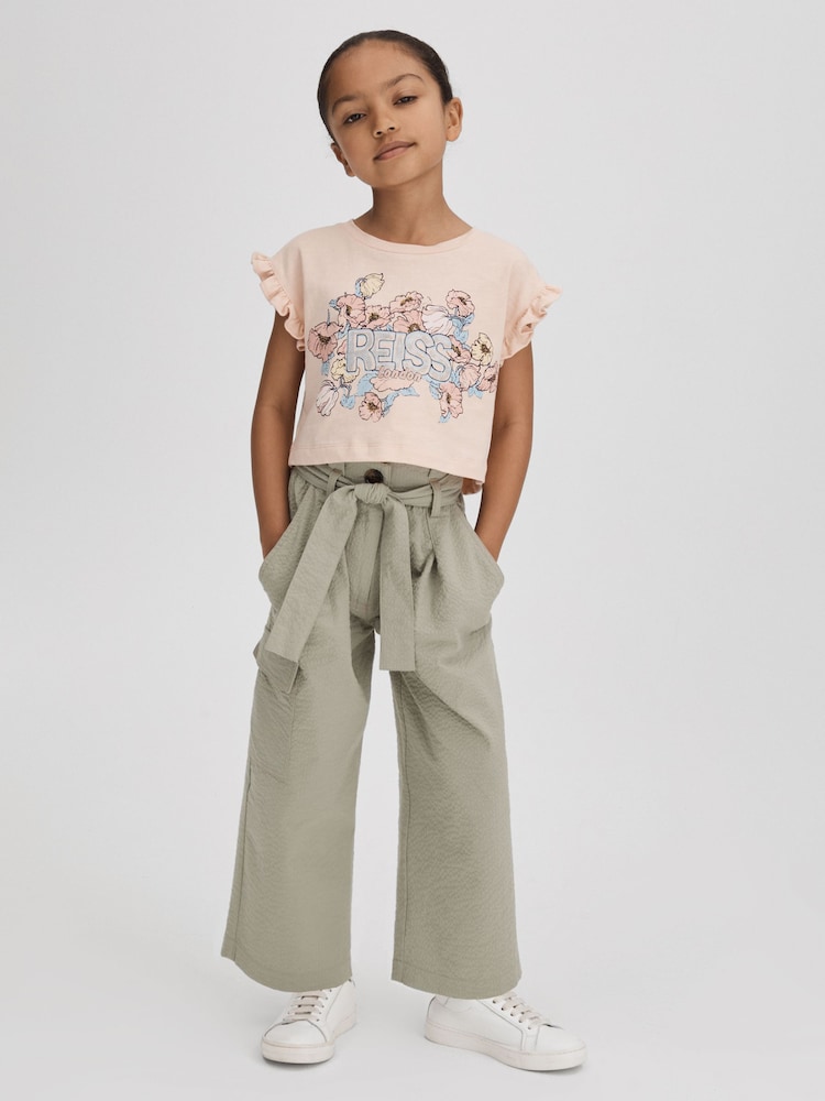 Reiss Khaki Bax 9-13 yrs Textured Cargo Trousers - Image 1 of 6
