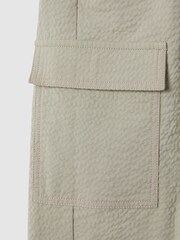 Reiss Khaki Bax 9-13 yrs Textured Cargo Trousers - Image 6 of 6
