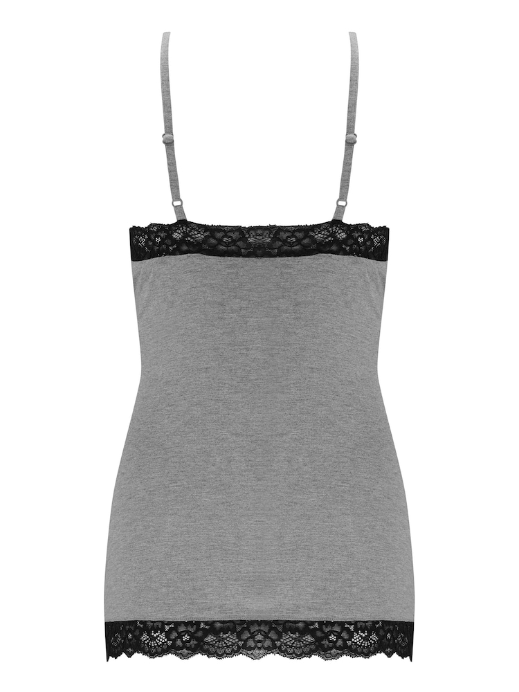 Pour Moi Grey & Black Sofa Loves Lace Hidden Support Soft Jersey Cami - Image 5 of 5