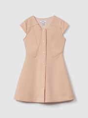 Reiss Pink Clover 9-13 yrs Scuba Cross-Back Dress - Image 1 of 3