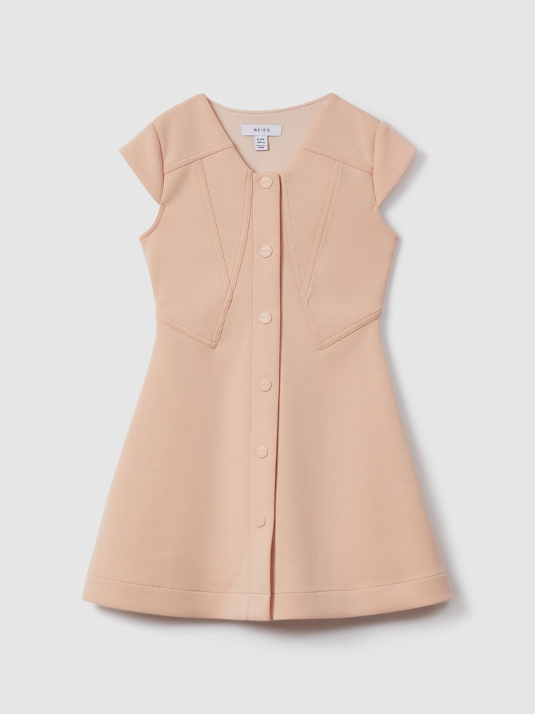 Reiss Pink Clover 9-13 yrs Scuba Cross-Back Dress - Image 1 of 3