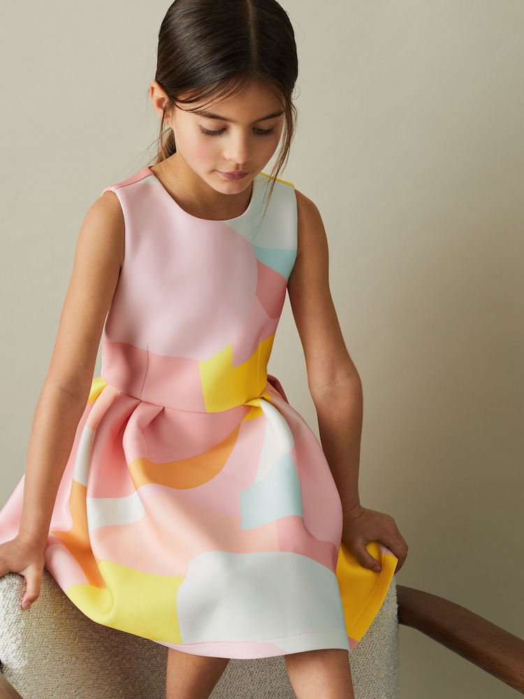 Reiss Multi Trinny 9-13 yrs Pleated Scuba Dress - Image 1 of 5