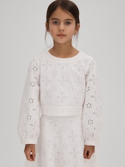 Reiss Ivory Nella Teen Cotton Broderie Lace Skirt - Image 2 of 6