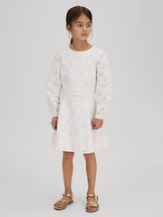 Reiss Ivory Nella Teen Cotton Broderie Lace Skirt - Image 3 of 6