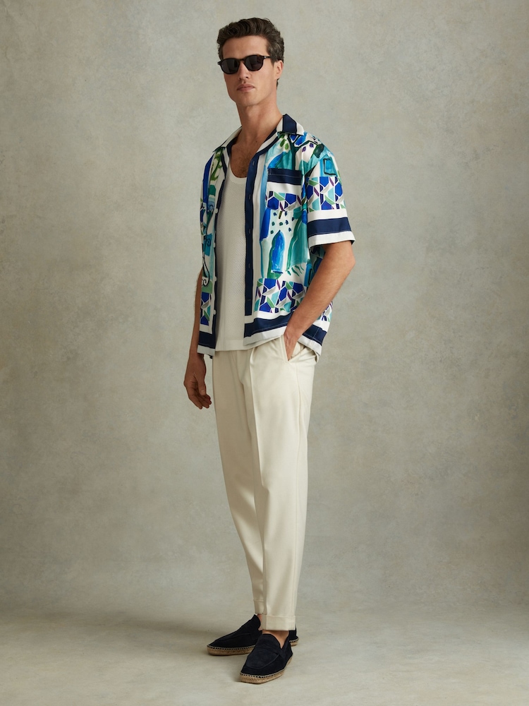 Reiss Blue Multi Belize Cuban Collar Shirt - Image 9 of 9 Reiss Blue Multi Belize Cuban Collar Shirt - Image 9 of 9