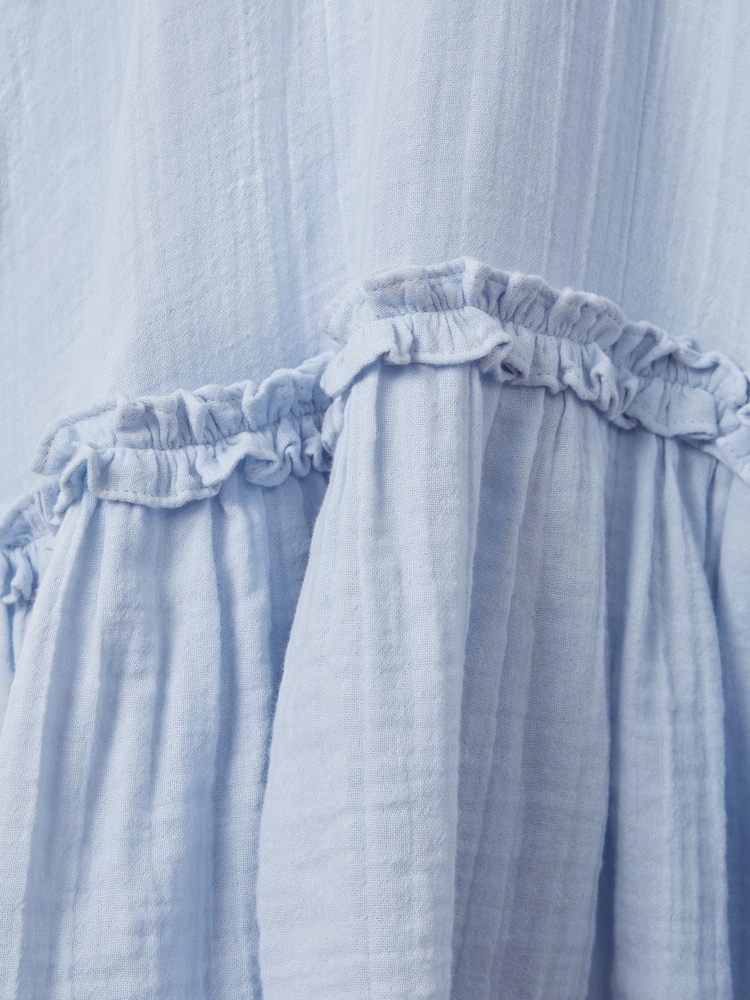 Reiss Blue Millie 9-13 yrs Seersucker Cotton Ruffle Dress - Image 7 of 7