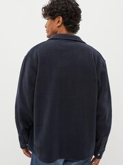 Lyle & Scott Navy Blue Embroidered Fleece Shacket Overshirt - Image 2 of 5