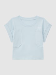 Reiss Blue Lulu 9-13 yrs Cropped Cotton Crew Neck T-Shirt - Image 2 of 6