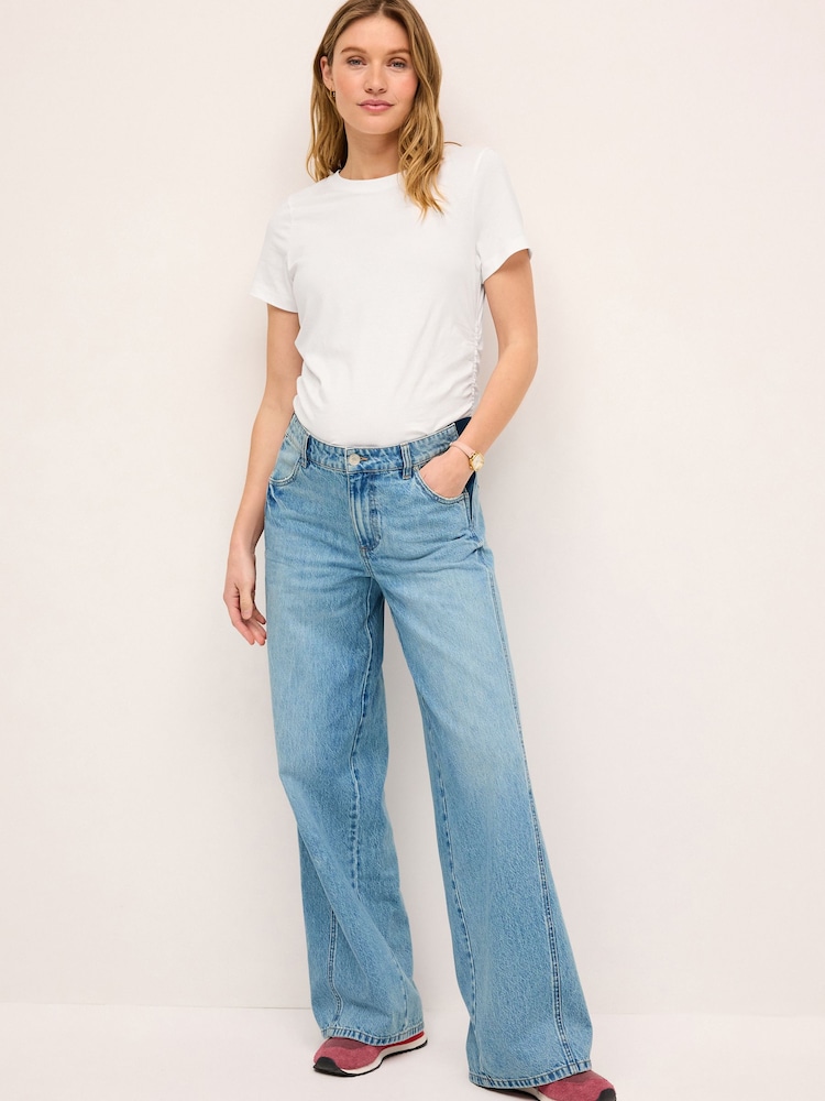 Bleach Denim Maternity Wide Leg Jeans - Image 1 of 9