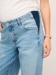 Bleach Denim Maternity Wide Leg Jeans - Image 5 of 9