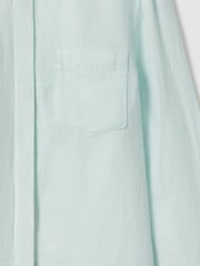 Reiss Aqua Belle 100% Linen Button-Through Shirt - Image 6 of 6