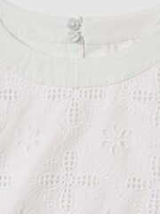 Reiss Ivory Nella 4-9 yrs Cotton Broderie Lace Bow Back Top - Image 4 of 6