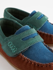 Multi Bright Standard Fit (F) Leather Penny Loafers with Touch and Close Fastening - Image 4 of 5