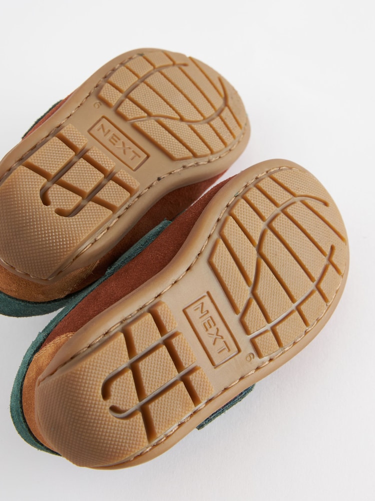 Multi Bright Standard Fit (F) Leather Penny Loafers with Touch and Close Fastening - Image 5 of 5