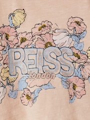 Reiss Pink Saskia 4-9 yrs Ruffle Sleeve Cropped Motif T-Shirt - Image 6 of 6