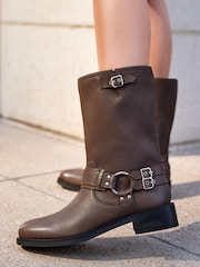 Brown Forever Comfort® Gaucho Biker Midi Boots - Image 3 of 8