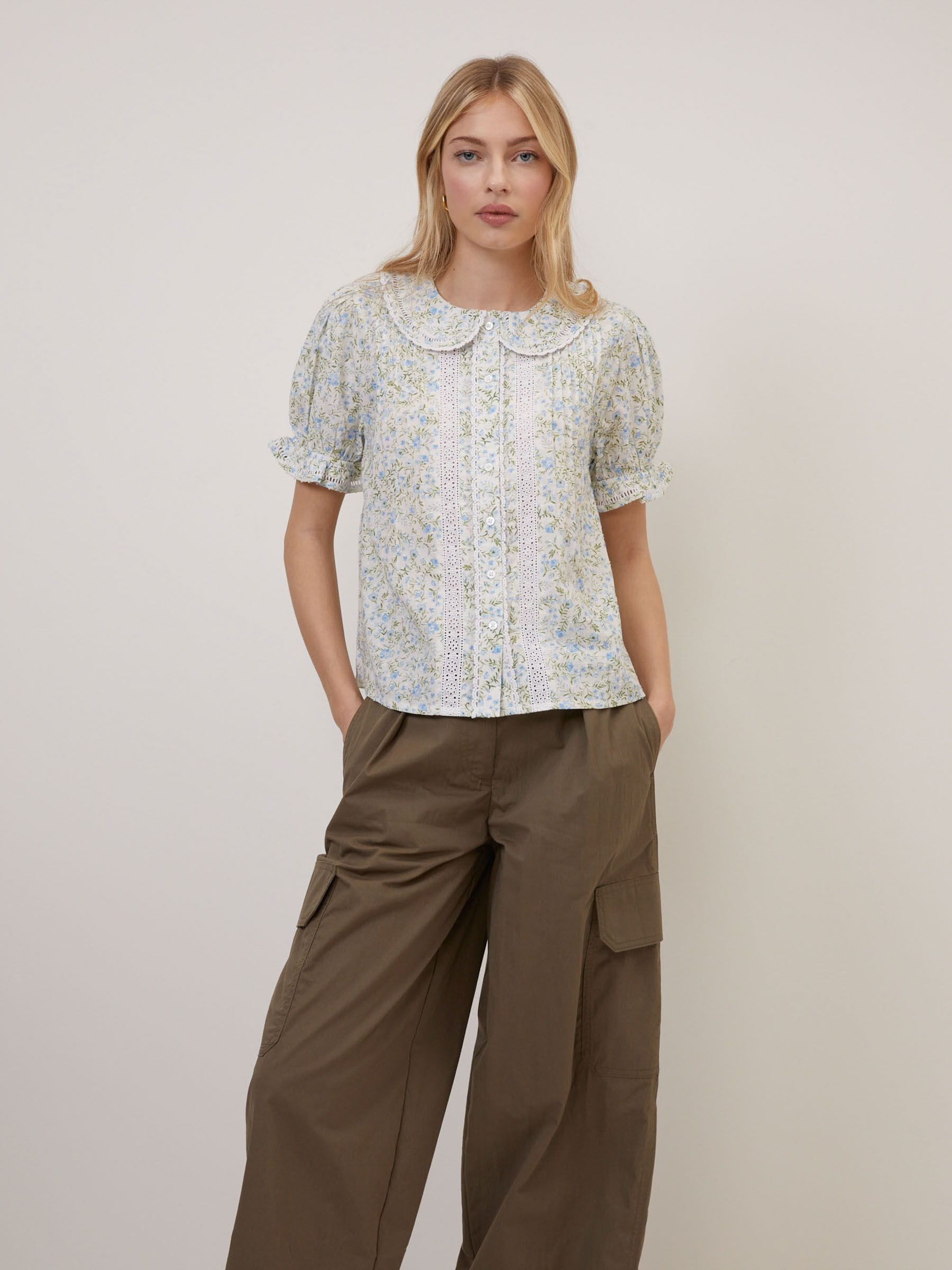 Buy Nobodys Child Blue Thimbolina Trim Detail Peter Pan Blouse