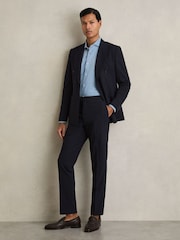 marine - Pantalon slim Reiss Belmont avec ajustement sur le côté - Image 1 de 6