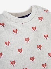 JoJo Maman Bébé Navy Blue Fox Boys' Sausage Dog Appliqué Pocket Dungarees & Top Set - Image 6 of 6