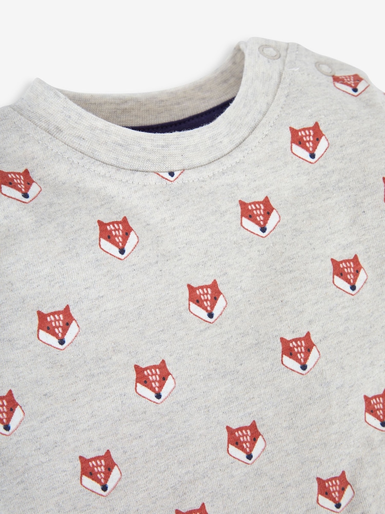 JoJo Maman Bébé Navy Blue Fox Boys' Sausage Dog Appliqué Pocket Dungarees & Top Set - Image 6 of 6