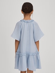 Reiss Blue Millie 4-9 yrs Seersucker Cotton Ruffle Dress - Image 6 of 7