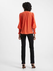 Rot - French Connection Kreppbluse mit V-Ausschnitt - Bild 3 von 3