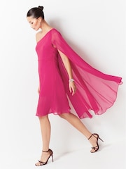 Pink - Cape-Kleid mit One-Shoulder-Träger - Bild 2 von 4