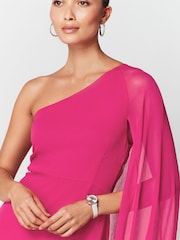 Pink - Cape-Kleid mit One-Shoulder-Träger - Bild 4 von 4