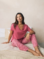 Pink Zebra Print 100% Cotton Short Sleeve Pyjamas - Image 1 of 8