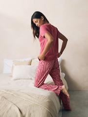 Pink Zebra Print 100% Cotton Short Sleeve Pyjamas - Image 3 of 8