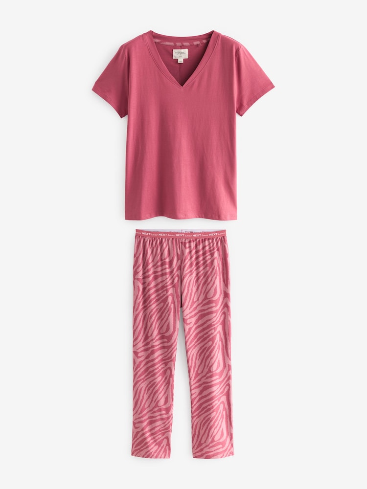 Pink Zebra Print 100% Cotton Short Sleeve Pyjamas - Image 5 of 8