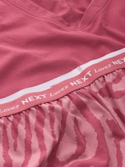 Pink Zebra Print 100% Cotton Short Sleeve Pyjamas - Image 8 of 8