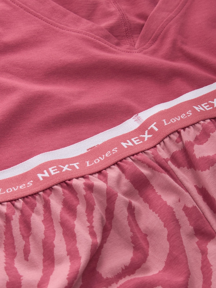 Pink Zebra Print 100% Cotton Short Sleeve Pyjamas - Image 8 of 8