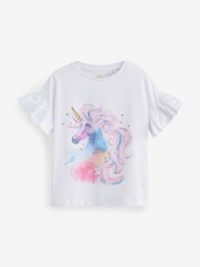 Pink/Lilac Purple 5 Pack Unicorn Frill Sleeve T-Shirts (3-16yrs) - Image 2 of 7
