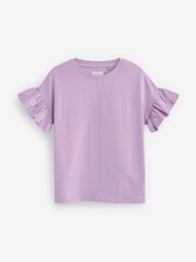 Pink/Lilac Purple 5 Pack Unicorn Frill Sleeve T-Shirts (3-16yrs) - Image 3 of 7