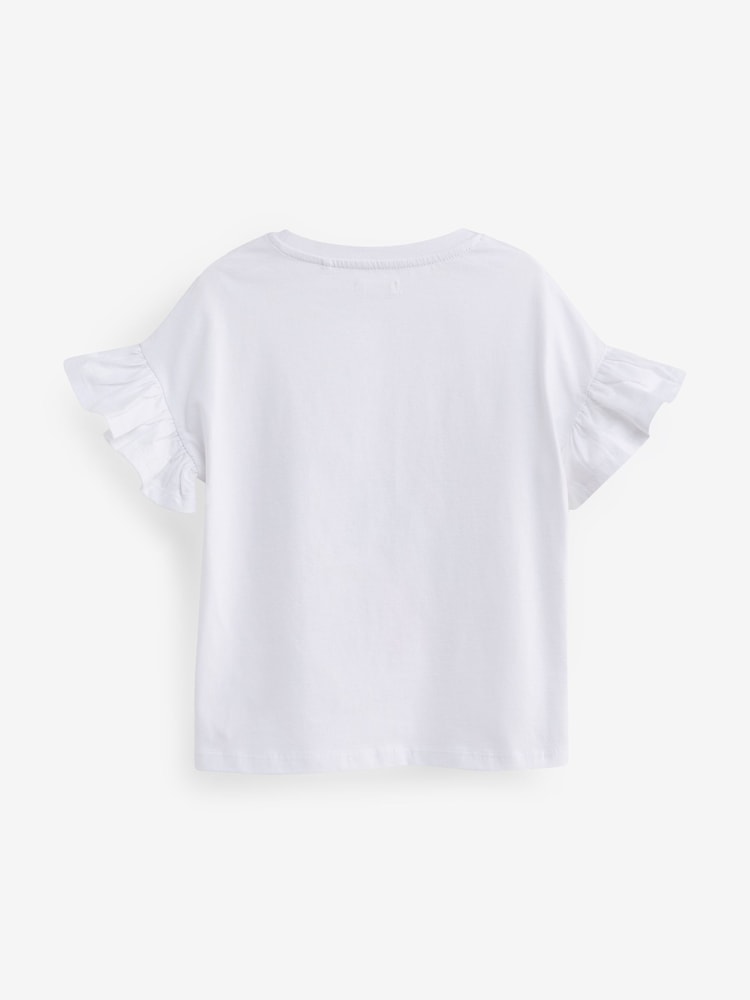 Pink/Lilac Purple 5 Pack Unicorn Frill Sleeve T-Shirts (3-16yrs) - Image 7 of 7