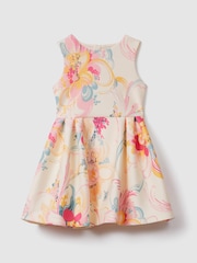 Reiss Pink Print Trinny 9-13 yrs Pleated Scuba Dress - Image 2 of 5