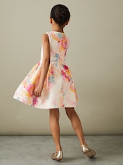 Reiss Pink Print Trinny 9-13 yrs Pleated Scuba Dress - Image 5 of 5