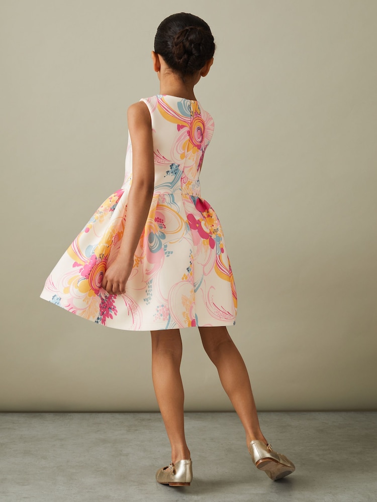 Reiss Pink Print Trinny 9-13 yrs Pleated Scuba Dress - Image 5 of 5