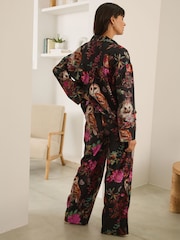 Black/Pink Owl Flannel Button Through Pyjamas - Image 3 of 9