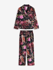 Black/Pink Owl Flannel Button Through Pyjamas - Image 6 of 9