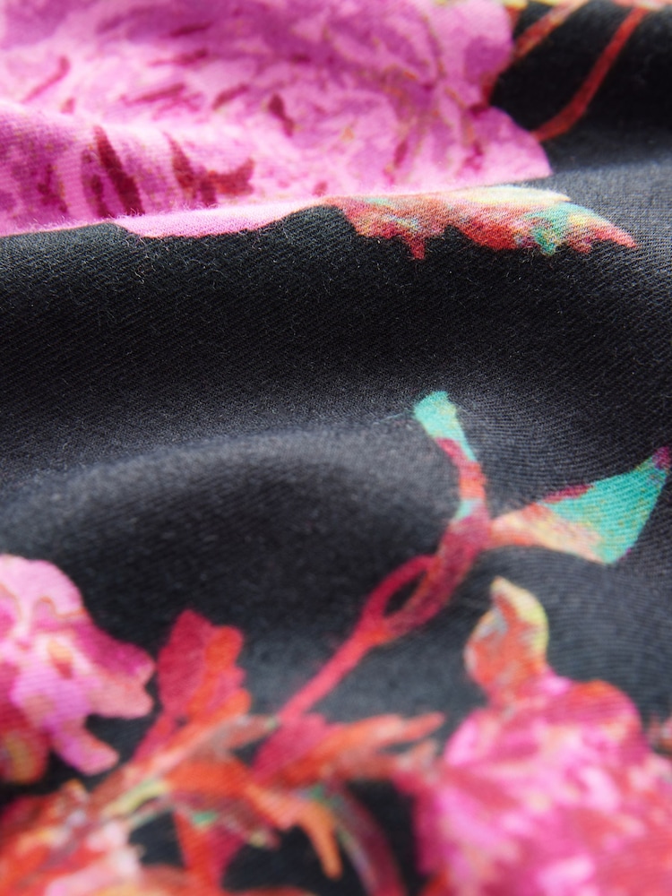 Black/Pink Owl Flannel Button Through Pyjamas - Image 9 of 9