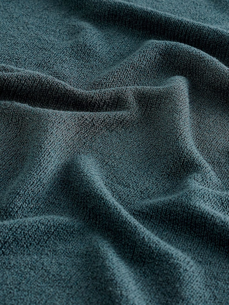 Teal Blue Knitted Short Sleeve Lounge Set - Image 9 of 9