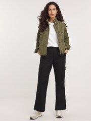 JD Williams Black Washed Cargo Straight Leg Trousers - Image 1 of 4