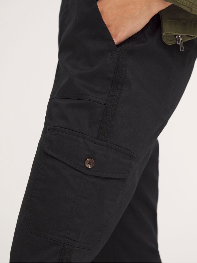 JD Williams Black Washed Cargo Straight Leg Trousers - Image 4 of 4