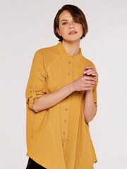 Apricot Mustard Yellow 100% Cotton Tetra Oversized Shirt - Image 1 of 4