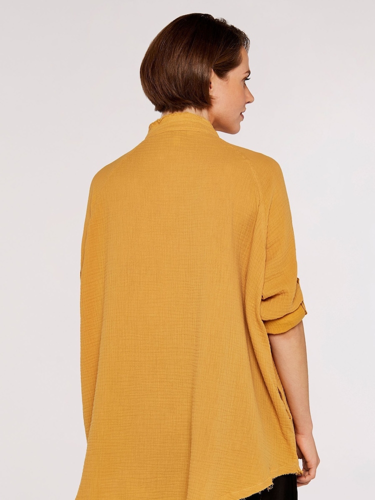 Apricot Mustard Yellow 100% Cotton Tetra Oversized Shirt - Image 2 of 4